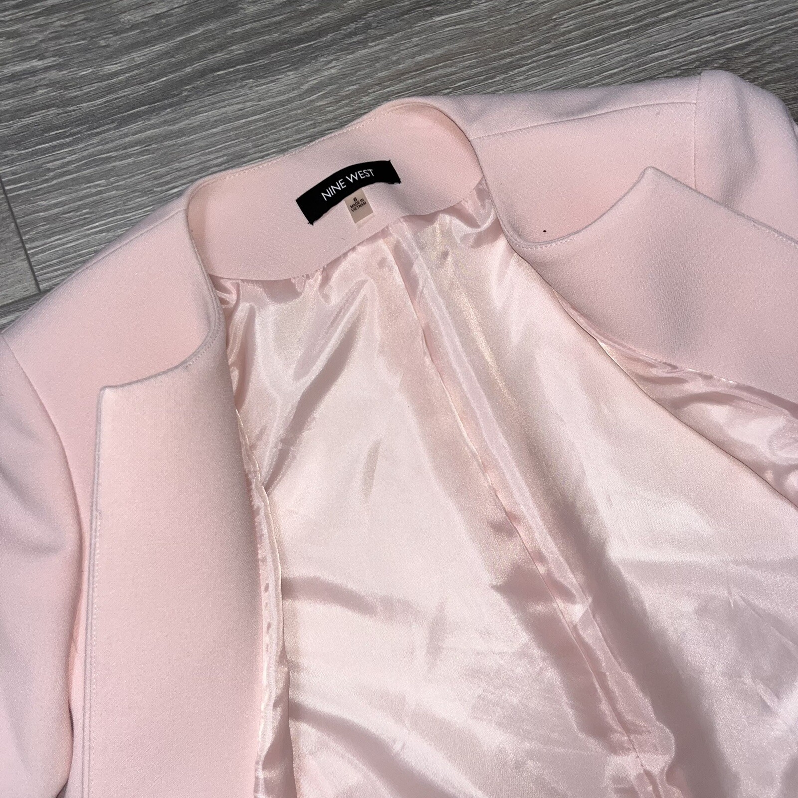 Nine West 3/4 Bell Sleeve Babydoll Longline Coat Jacket Light Pink y2k 6 S New