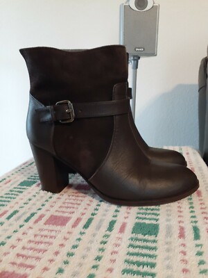 WOMEN' NAVYBOOT MADE IN ITALY ANKLE BOOTS LEATHER/SUEDE BROWN SIZE EU 39  