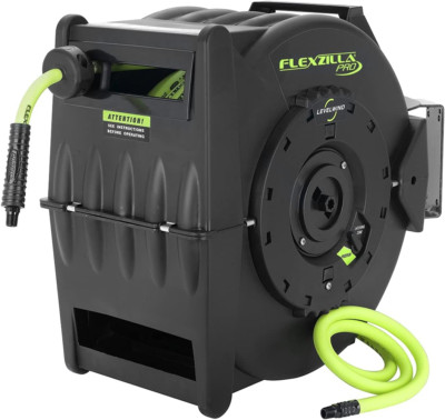 Flexzilla Levelwind Retractable Air Hose Reel, 3/8 In. X 75 Ft., Heavy Duty, Lig