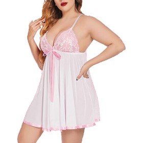 Women Sexy Lingerie Lace Babydoll Sheer Chemise Sleepwear Dress Pantie Plus Size