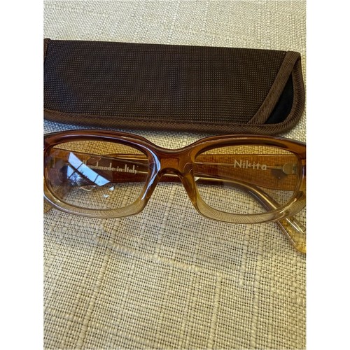 Nikita Brown Transparent Rectangle Reading Glasses Handmade Italy Mens Acetate