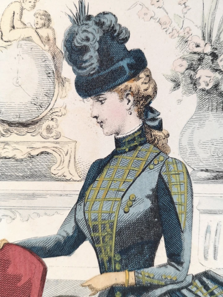 Grosser Mode Stahlstich von 1886. Journal des Demoiselles. 4597. Modes de Paris: - Bild 2 von 2