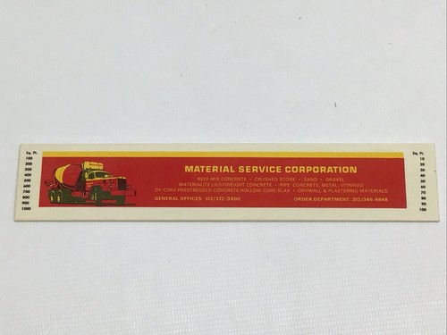 Vintage Material Service Corporation Chicago IL Redi-Mix Concrete Calculator