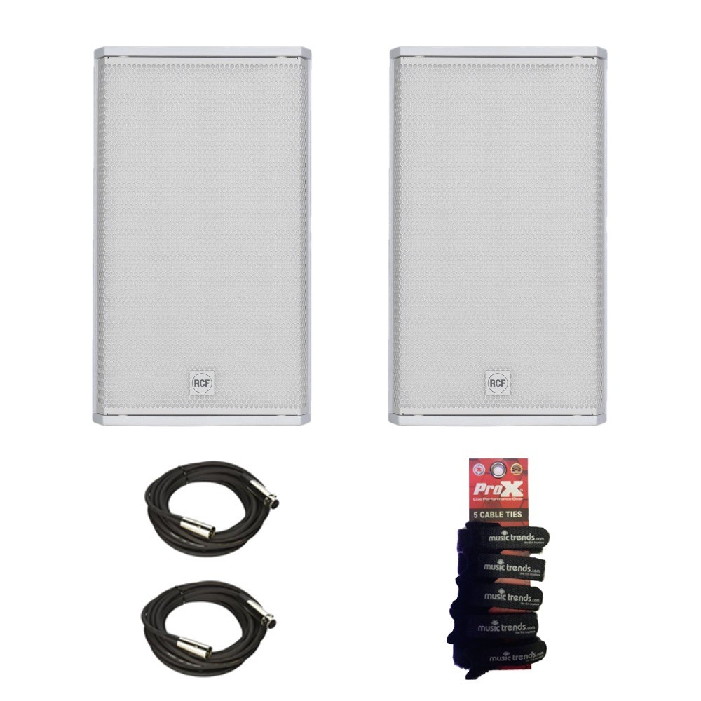 2x RCF NX 932-A PROFESSIONAL ACTIVE SPEAKER (WHITE) w/ XLR Cables