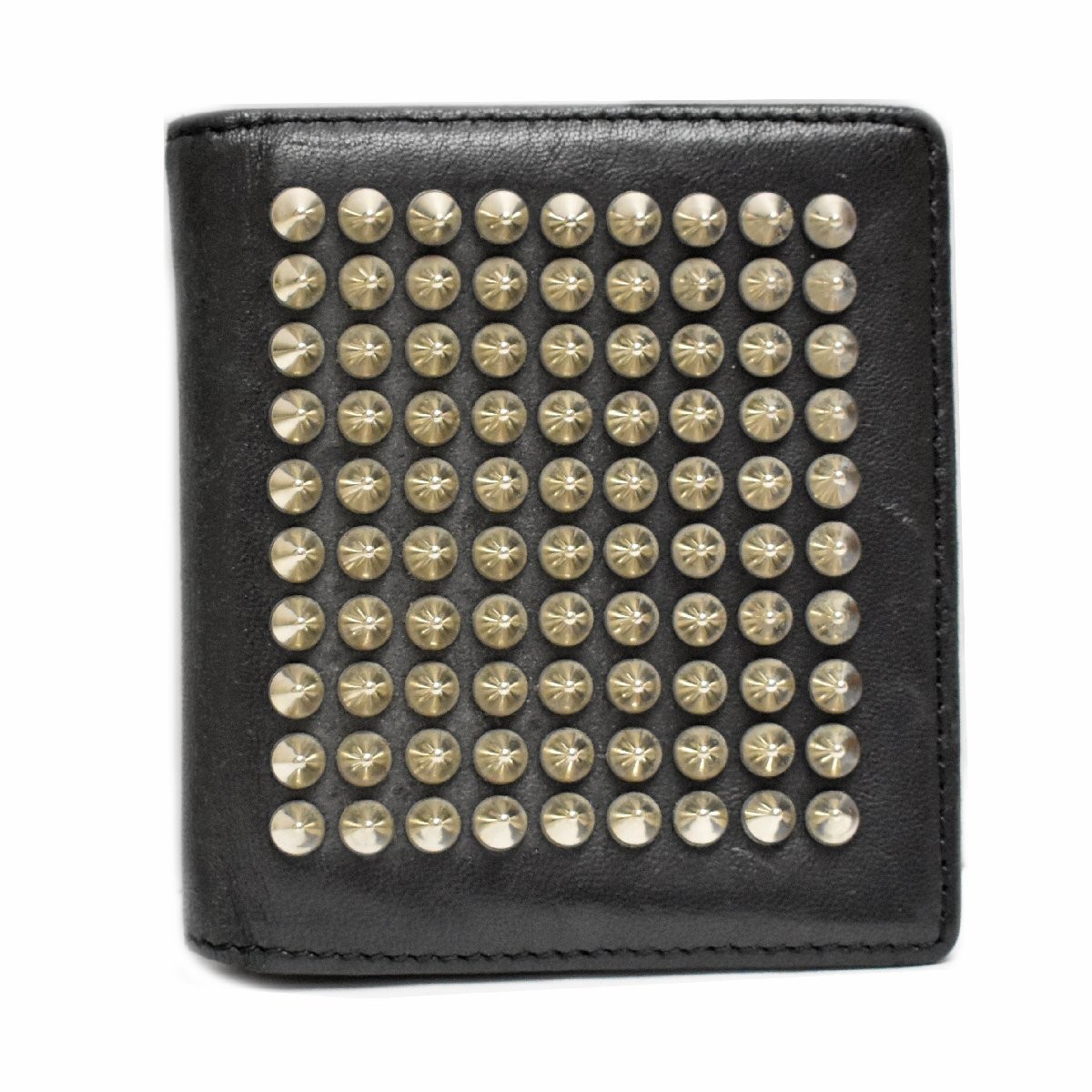 Pre-Owned Christian Louboutin Black Red Studded Bifold Wallet