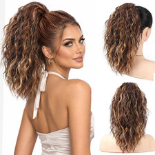 Hair Claw Clip Curly Ponytail 14 Inch Golden Brown Blonde Ombr  Extension