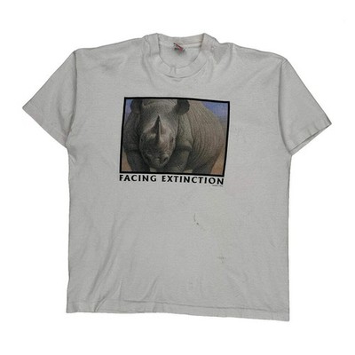 Facing Extinction Fruit Of The Loom Graphic T-Shirt - XL White Cotton