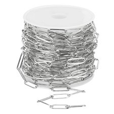 16.4ft Paper Clip Chain, 4.5mmW Stainless Steel Chain for Jewelry Making, Silver