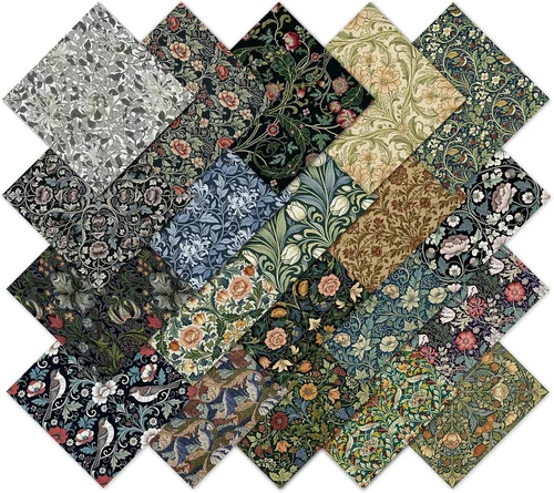 20 Pcs 10"X10" William Morris Flower Floral Cotton Quilting Fabric Squares image 11