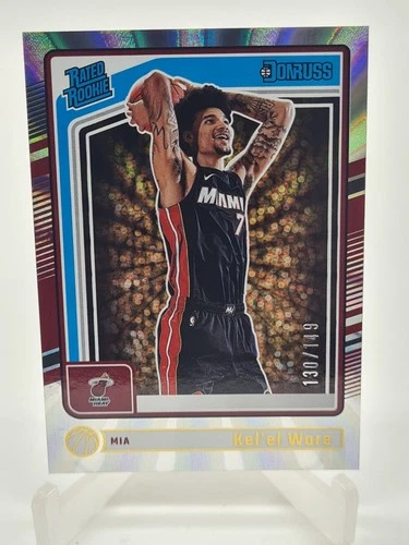 Kel'el Ware 2024-25 Panini Donruss Rated Rookie Holo Laser 130/149 Miami Heat RC