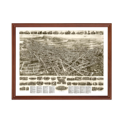 Old Map of Meriden, CT 1918 - Vintage Meriden Connecticut Ar