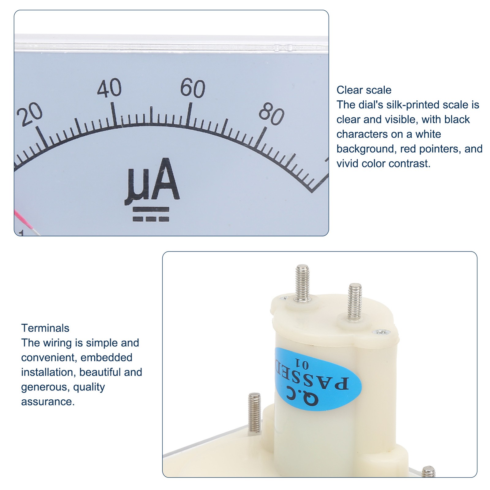 85C1 DC 0~100UA Pointer Type Ammeter Analog Current Panel Meter Measuring