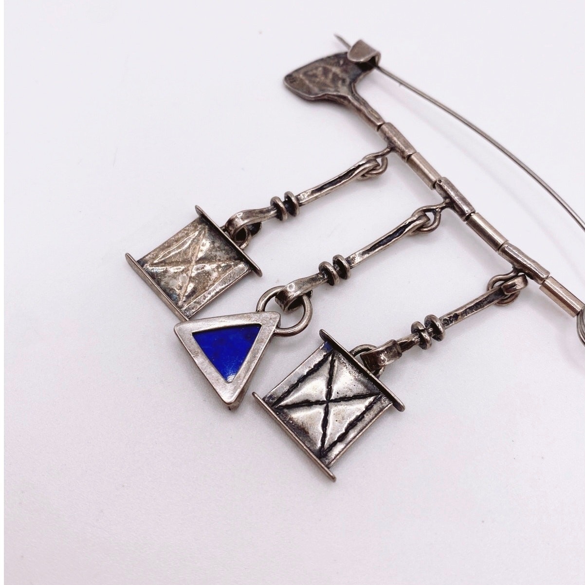 Sterling Silver Modernist Artesian Large Pin 3” S… - image 7