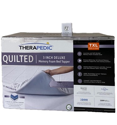 Therapedic Twin XL Memory Foam Mattress Topper 3  Cooling Gel Quilted Dorm Bed