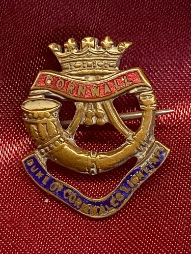 WW1/2 The Duke of Cornwall Light Infantry DCLI Enamel Sweetheart Brooch w/fixing