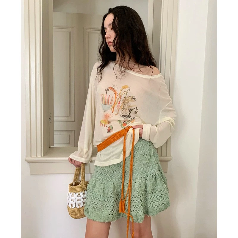Long Sleeve Knitted Transparent Sun Protection Blouse