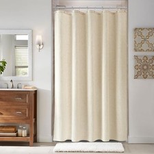 Beige Linen Shower Curtain, Textured Fabric 60"W x 72"L Pack of 1 Flax Linen