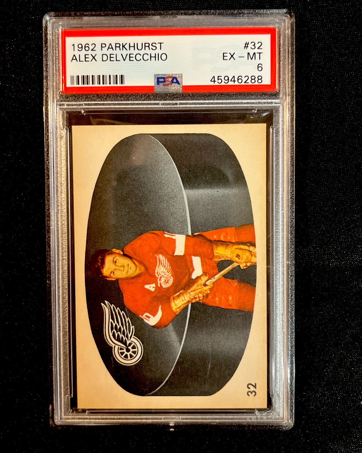 Alex Delvecchio #32 Hockey Cards 1962 Parkhurst trading card — raw and PSA graded price guide