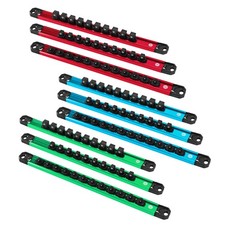 DURATECH 9PCS Magnetic 1/4”, 3/8”, 1/2” Aluminum Alloy Socket Rail with 96 Clips