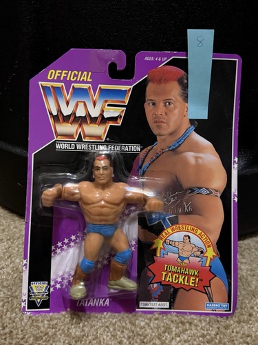 WWF TATANKA FIGURE HASBRO RARE PURPLE CARD VERSION...