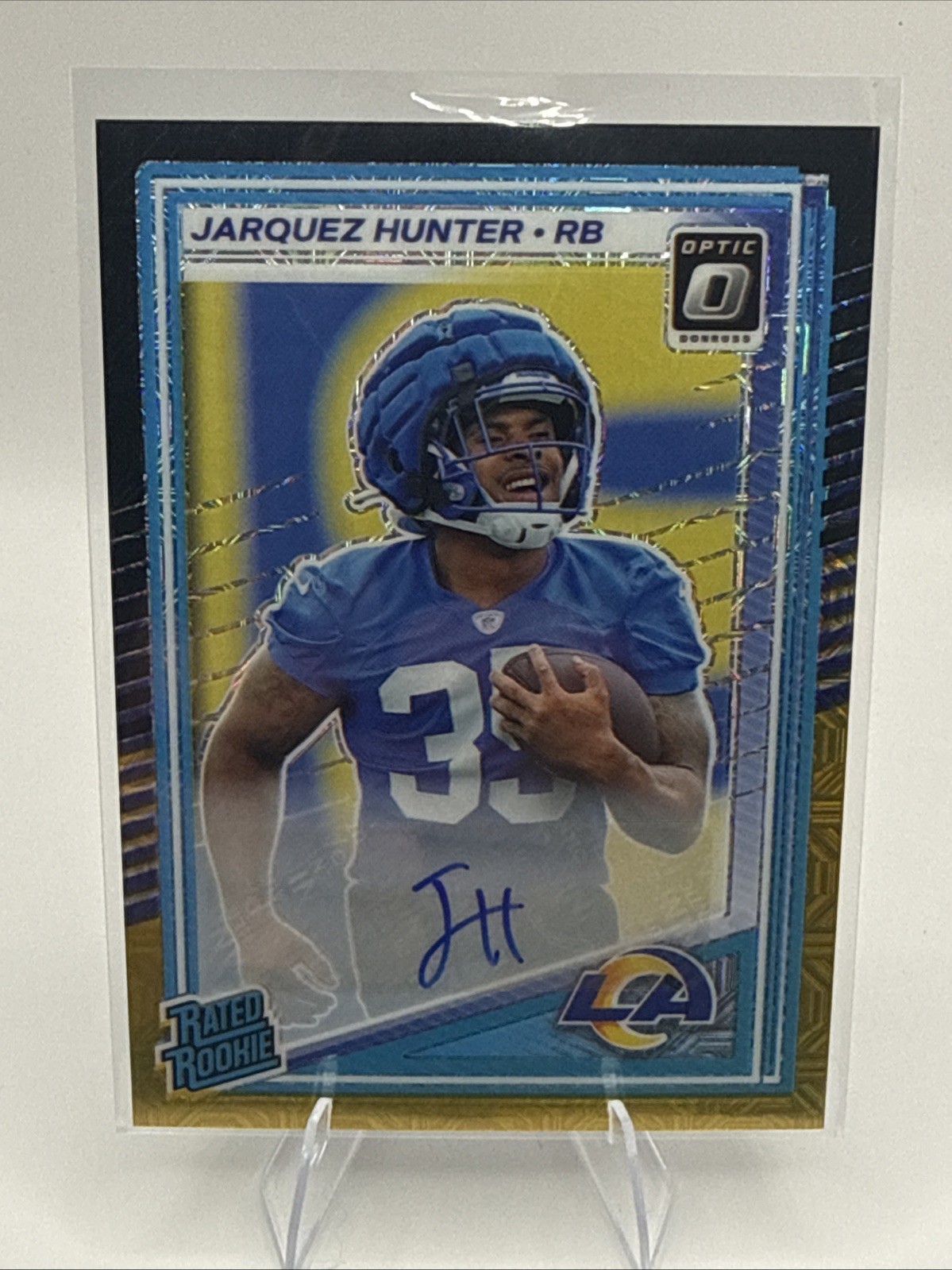 2025 Panini Optic Jarquez Hunter #292 Rps Auto Black Gold Prizm /60