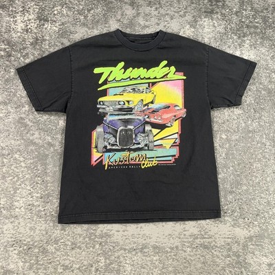 J Galt Thunder Kustom Club Shirt Mens Large L Hot Rod Muscle Car Racing Retro