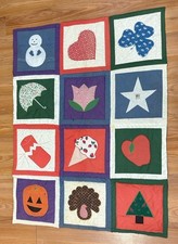 Homemade Baby Quilt Holiday Seasons Months Spring Winter Fall Summer Grandma