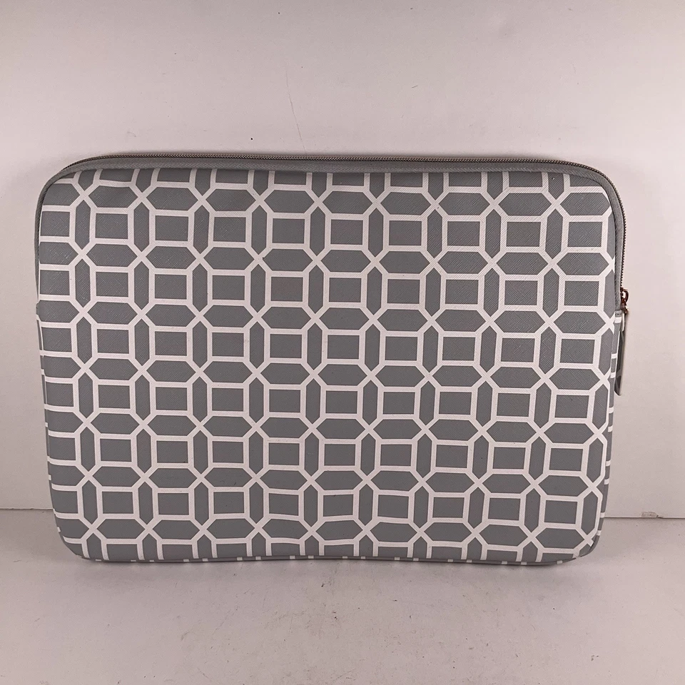 Studio C 15"x11” Laptop Sleeve OH GEO Gray White Geometric Rosegold Hardware - Image 3 of 4