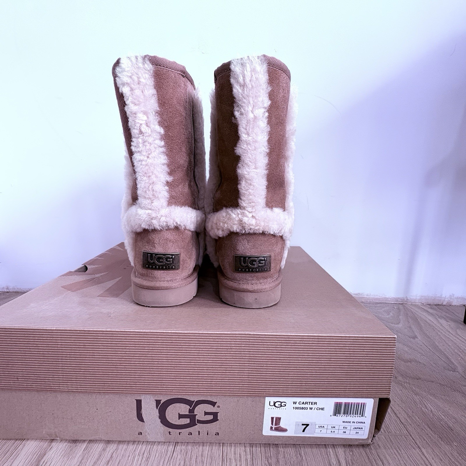 UGG® AUSTRALIA CARTER CHESTNUT SUEDE PULL ON BOOTS UK 5.5 EUR 38 USA 7 RRP £180 image 6