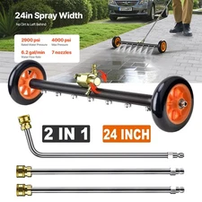 24" 2 in 1 Pressure Washer Undercarriage Cleaner with 7 Nozzles 3 Extension Rods