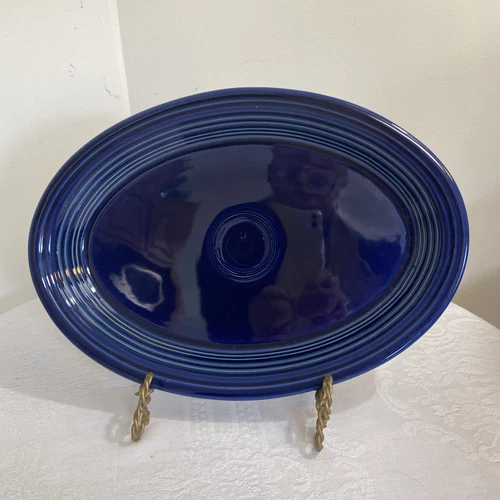 Fiesta Cobalt Blue Oval Platter 13”1/2 Homer Laughlin Vintage Serving Dish