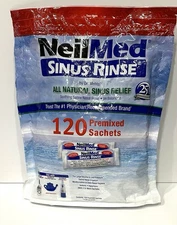 NeilMed 120 Packets Sinus Rinse Saline Nasal Premixed Sachets, New & Sealed