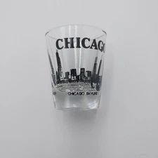 Chicago- black skyline scene on -standard Shot Glass Illinois Windy City