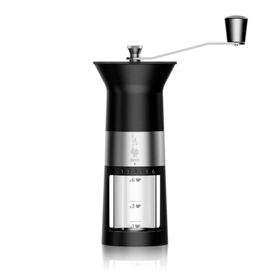 Bialetti Manual Coffee Grinder Stainless Steel Burr 6 Grind Settings Matte Black