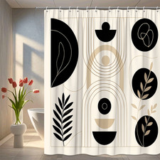 Modern Abstract Black and Beige Shower Curtain