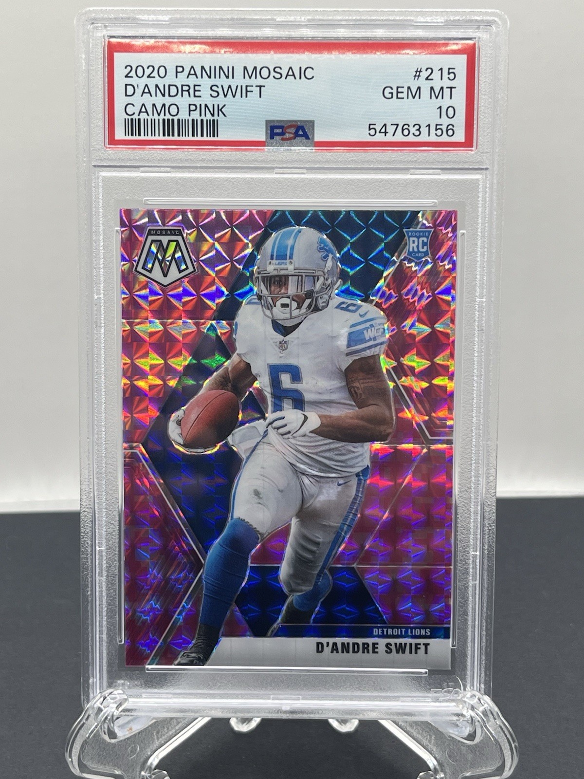 2020 Panini Mosaic Rookies D'Andre Swift #215 Camo Pink 10/10