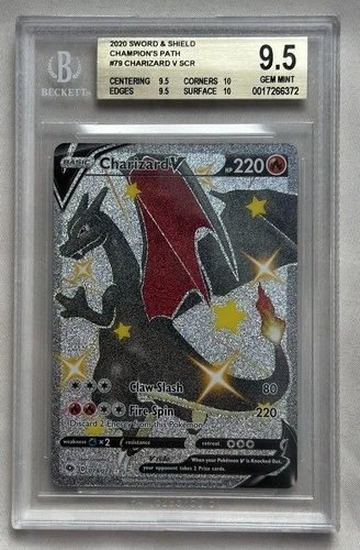 BGS 9.5 (PSA 10 Equivalent) Charizard V (Secret) 79/73 Champions Path Holo.