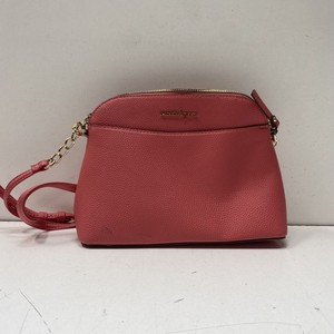 Nanette Lepore Pink Pebbled Leather Dome Crossbody Bag Gold Hardware