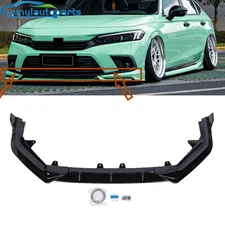 For Honda Civic 2022-2024 11th Gen Front Bumper Lip Spoiler Splitter Gloss Black