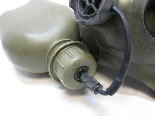M40 GAS MASK WATER CANTEEN 1 QUART (USED) ARMY SURPLUS DRINK TUBE CAP