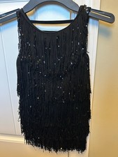 Weissman Tiered fringe and petite sequin fringe dress, Size 8-9 Girls, Black