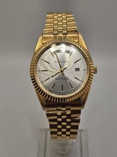 Rare Mathey-Tissot Mens Presidential DayDate Goldtone Jubilee Quartz Watch WR30M