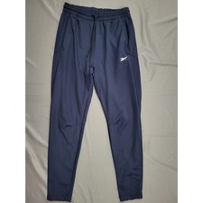 Reebok Pants Womens Small S Jogger Mid Rise Tapered Pull On Zip Logo Blue