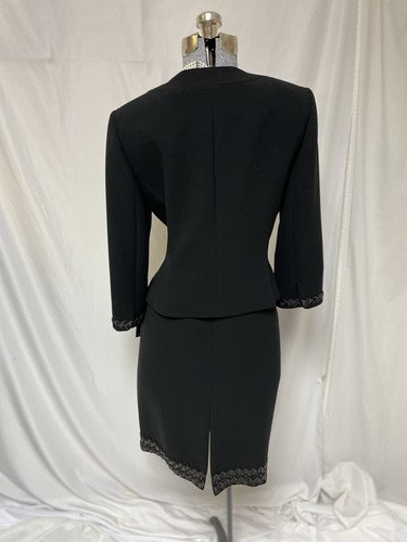 NEW Tahari ASL Skirt Suit Size 8 Two Piece Set Embellish Black Power Suit $320 - Picture 9 of 24