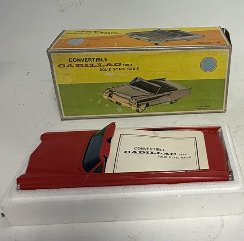 Vintage 1963 Red Cadillac Convertible Model CAD-1 SOLID STATE Radio-UNUSED