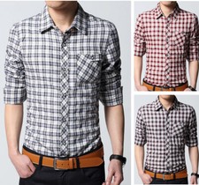 Mens Dress Shirts Long Sleeve Luxury Casual Slim Fit Business Work Camisas Shirt