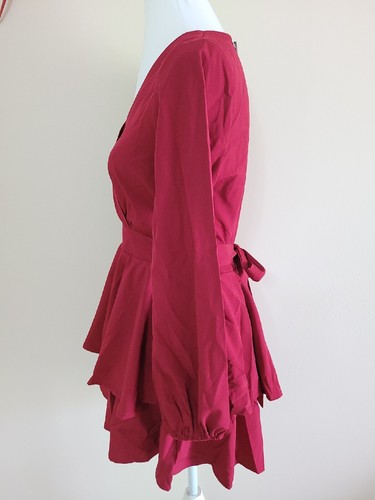 NWT Fashion HY-II Women's Romper Long Sleeve V-Neck Ruffles Red Color.Size L - Picture 6 of 16