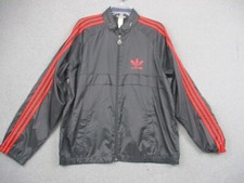 Vintage Adidas Trefoil Track Jacket Windbreaker Men's Large Black Retro 90s