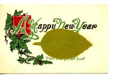 Turn Over a New Leaf Novelty Add On New Year's Holiday Greeting Postcard