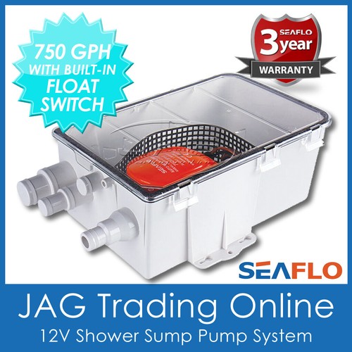 12V SEAFLO 750GPH SHOWER SUMP PUMP SYSTEM AUTO BILGE/DRAIN BOX